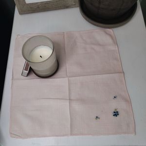 Vintage Pale Pink Handkerchief with Blue Floral